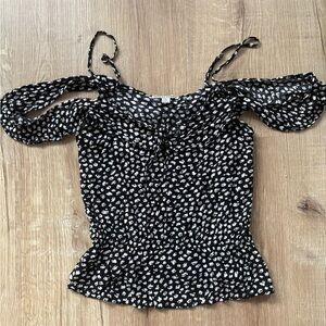 Moral Fiber Black Floral Off-Shoulder Camisole